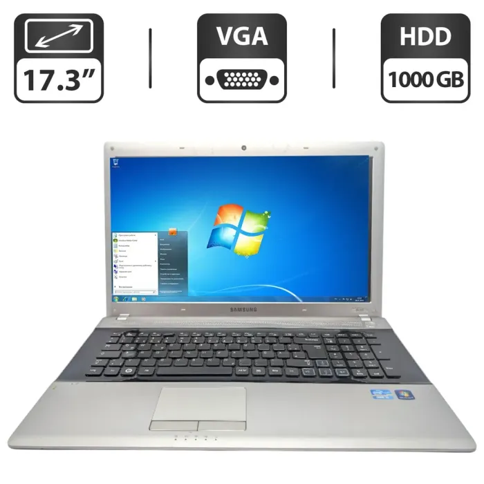 Ноутбук Samsung RV720 / 17.3" (1600x900) TN / Intel Core i5-2410M (2 (4) ядра по 2.3 - 2.9 GHz) / 6 GB DDR3 / 1000 GB HDD / Intel HD Graphics 3000 / WebCam б/в - зображення 1