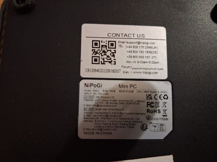 Неттоп NiPoGi AM02 USFF / AMD Ryzen 5 3500U (4 (8) ядра по 2.1 - 3.7 GHz) / 16 GB DDR4 / 512 GB SSD / AMD Radeon Vega 8 Graphics / HDMI / DisplayPort / Wi-Fi б/в - зображення 5