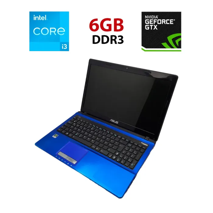 Ноутбук Asus K53 / 15.6" (1366x768) TN / Intel Core i3-2310M (2 (4) ядра по 2.1 GHz) / 6 GB DDR3 / 320 GB HDD / nVidia GeForce GT 520M, 1 GB DDR3, 64-bit / WebCam б/в - зображення 1