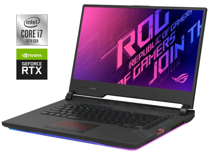 Ігровий ноутбук Б-клас Asus ROG Strix SCAR 15 G532LV / 15.6" (1920x1080) IPS / Intel Core i7-10875H (8 (16) ядер по 2.3 - 5.1 GHz) / 16 GB DDR4 / 512 GB SSD NVMe / nVidia GeForce RTX 2060, 6 GB GDDR6, 192-bit б/в - зображення 1