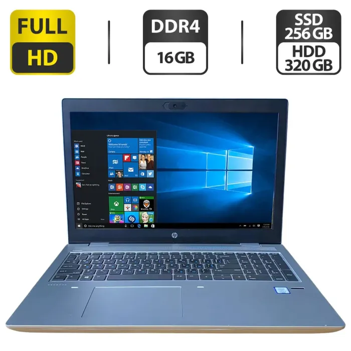 Ноутбук HP ProBook 650 G4 / 15.6" (1920x1080) IPS / Intel Core i5-8250U (4 (8) ядра по 1.6 - 3.4 GHz) / 16 GB DDR4 / 256 GB SSD + 320 GB HDD / Intel HD Graphics 620 / WebCam б/в - зображення 1