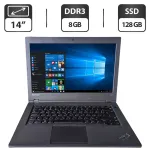 Ноутбук Б-клас Lenovo ThinkPad L440 / 14" (1366x768) TN / Intel Core i3-4000M (2 (4) ядра по 2.4 GHz) / 8 GB DDR3 / 128 GB SSD / Intel HD Graphics 4600 / WebCam б/в