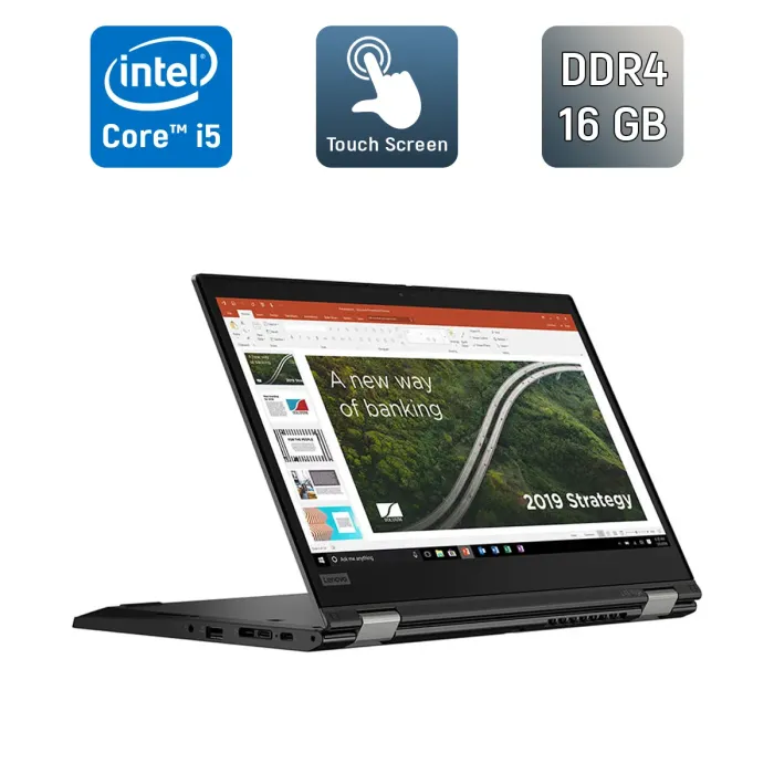 Ноутбук Б-клас Lenovo ThinkPad L13 Yoga / 13.3" (1920x1080) IPS Touch / Intel Core i5-10210U (4 (8) ядра по 1.6 - 4.2 GHz) / 16 GB DDR4 / 256 GB SSD / Intel UHD Graphics / WebCam / HDMI б/в - зображення 1
