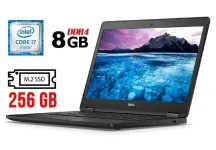 Ультрабук Б-клас Dell Latitude E7470 / 14" (1920x1080) IPS / Intel Core i7-6600U (2 (4) ядра по 2.6 - 3.4 GHz) / 8 GB DDR4 / 256 GB SSD M.2 / Intel HD Graphics 520 / WebCam / Fingerprint / HDMI / Windows 10 ліцензія б/в