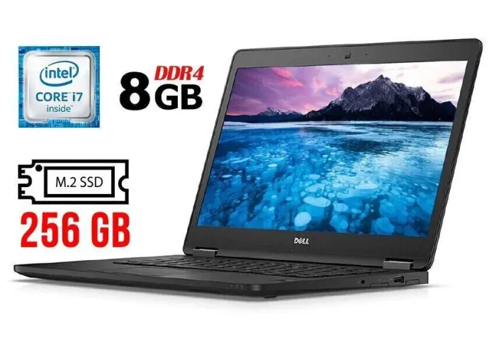 Ультрабук Б-клас Dell Latitude E7470 / 14" (1920x1080) IPS / Intel Core i7-6600U (2 (4) ядра по 2.6 - 3.4 GHz) / 8 GB DDR4 / 256 GB SSD M.2 / Intel HD Graphics 520 / WebCam / Fingerprint / HDMI / Windows 10 ліцензія б/в - зображення 1