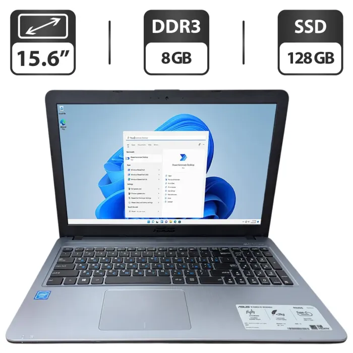 Ноутбук Б-клас Asus R540S / 15.6" (1366x768) TN / Intel Celeron N3050 (2 ядра по 1.6 - 2.16 GHz) / 8 GB DDR3 / 128 GB SSD / Intel HD Graphics / WebCam б/в - зображення 1