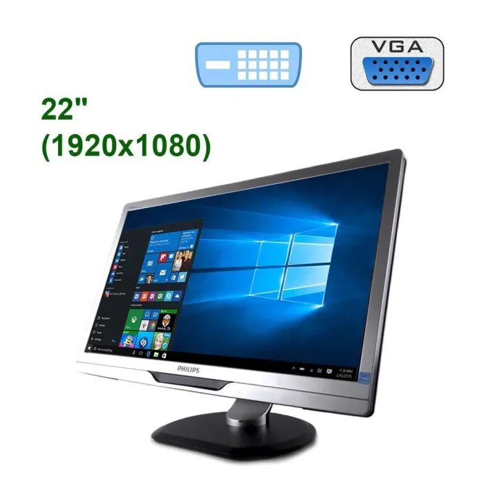 Монітор Philips 221S3L/22" (1920x1080) TN/DVI, VGA + Кабель живлення б/в - зображення 1