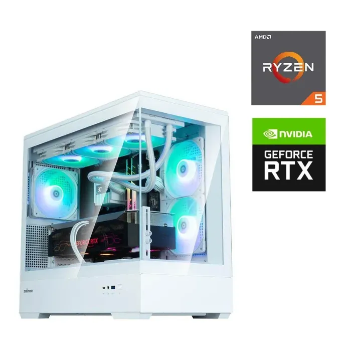 Ігровий ПК Zalman P30 White Ice Tower / AMD Ryzen 5 8400F (6 (12) ядер по 4.2 - 4.7 GHz) / 16 GB DDR5 / 1000 GB SSD M.2 / nVidia GeForce RTX 5060, 16 GB GDDR7, 128-bit - зображення 1