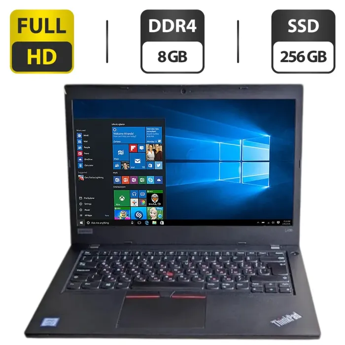 Ультрабук Б-клас Lenovo ThinkPad L490 / 14" (1920x1080) IPS / Intel Core i3-8145U (2 (4) ядра по 2.1 - 3.9 GHz) / 8 GB DDR4 / 256 GB SSD / Intel UHD Graphics / WebCam б/в - зображення 1