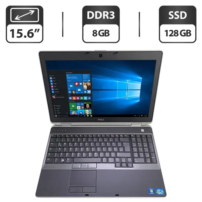 Ноутбук Dell Latitude E6530 / 15.6" (1366x768) TN / Intel Core i5-3230M (2 (4) ядра по 2.6 - 3.2 GHz) / 8 GB DDR3 / 128 GB SSD / Intel HD Graphics 4000 / WebCam / DVD-ROM б/в - зображення 1