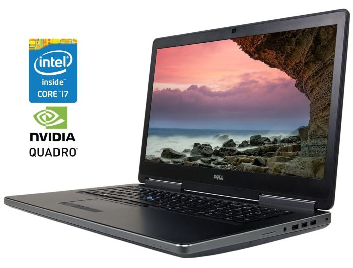 Мобільна робоча станція Б-клас Dell Precision 7720 / 17.3" (1920x1080) IPS / Intel Core i7-7920HQ (4 (8) ядра по 3.1 - 4.1 GHz) / 16 GB DDR4 / 256 GB SSD + 256 GB SSD / nVidia Quadro P3000, 6 GB GDDR5, 192-bit / WebCam / Win 11 Pro б/в - зображення 1