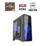 Ігровий ПК Hunter G561 Black Tower / AMD Ryzen 5 5500 (6 (12) ядер по 3,6 - 4,2 ГГц) / 8 ГБ DDR4 / 480 ГБ SSD / AMD Radeon RX 6600, 8 ГБ GDDR6, 128-біт