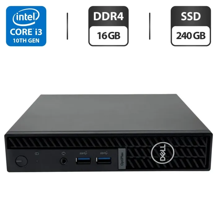 Неттоп Dell OptiPlex 7010 Micro USFF / Intel Core i3-13100T (4 (8) ядра по 2.5 - 4.2 GHz) / 16 GB DDR4 / 240 GB SSD / Intel UHD Graphics 730 б/в - зображення 1