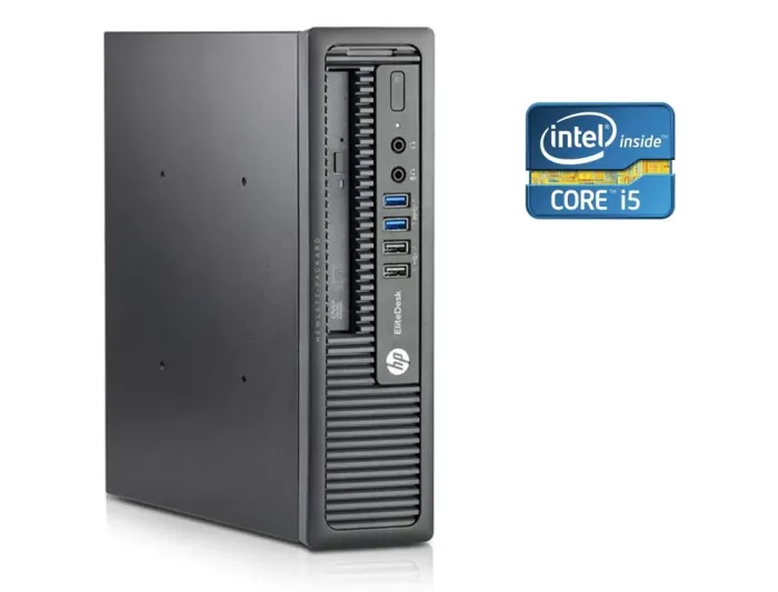 Неттоп Б-клас HP EliteDesk 800 G1 USFF / Intel Core i5-4590S (4 ядра по 3.0 - 3.7 GHz) / 8 GB DDR3 / 120 GB SSD / Intel HD Graphics 4600 / DVD-ROM б/в - зображення 1