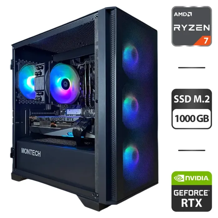 Збірка під замовлення: ігровий ПК Montech Air 100 ARGB Tower / AMD Ryzen 7 5700X (8 (16) ядер по 3.4 - 4.6 GHz) / 32 GB DDR4 / 1000 GB SSD M.2 / nVidia GeForce RTX 3080, 10 GB GDDR6X, 320-bit / 750W б/в - зображення 1