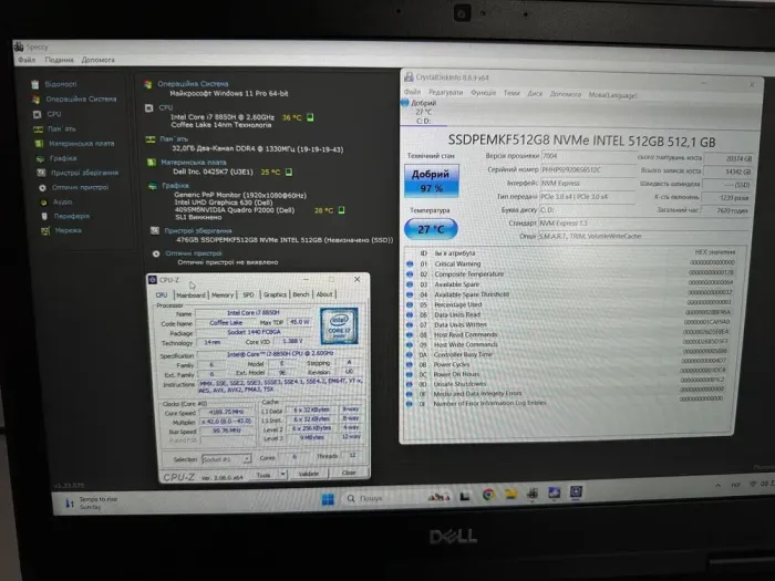 Мобільна робоча станція Dell Precision 7530 / 15.6" (1920x1080) IPS / Intel Core i7-8850H (6 (12) ядер по 2.6 - 4.3 GHz) / 32 GB DDR4 / 512 GB SSD / nVidia Quadro P2000, 4 GB GDDR5, 128-bit / WebCam / Win 11 Pro б/в - зображення 8