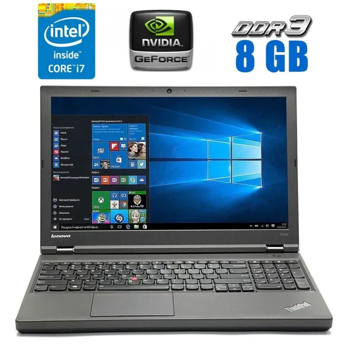 Ноутбук Lenovo ThinkPad T540p / 15.6" (1920x1080) TN / Intel Core i7-4810MQ (4 (8) ядра по 2.8 - 3.8 GHz) / 8 GB DDR3 / 256 GB SSD / nVidia GeForce GT 730M, 1 GB GDDR3, 64-bit / WebCam / HDMI б/в - зображення 1