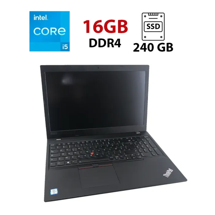 Ноутбук Lenovo ThinkPad E590 / 15.6" (1920x1080) IPS / Intel Core i5-8265U (4 (8) ядра по 1.6 - 3.9 GHz) / 16 GB DDR4 / 240 GB SSD / Intel UHD Graphics / WebCam б/в - зображення 1