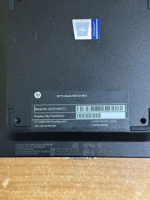 Неттоп HP ProDesk 600 G3 Mini USFF / Intel Core i5-6500T (4 ядра по 2.5 - 3.1 GHz) / 8 GB DDR4 / 500 GB SSD / Intel HD Graphics 530 / DisplayPort б/в - зображення 6