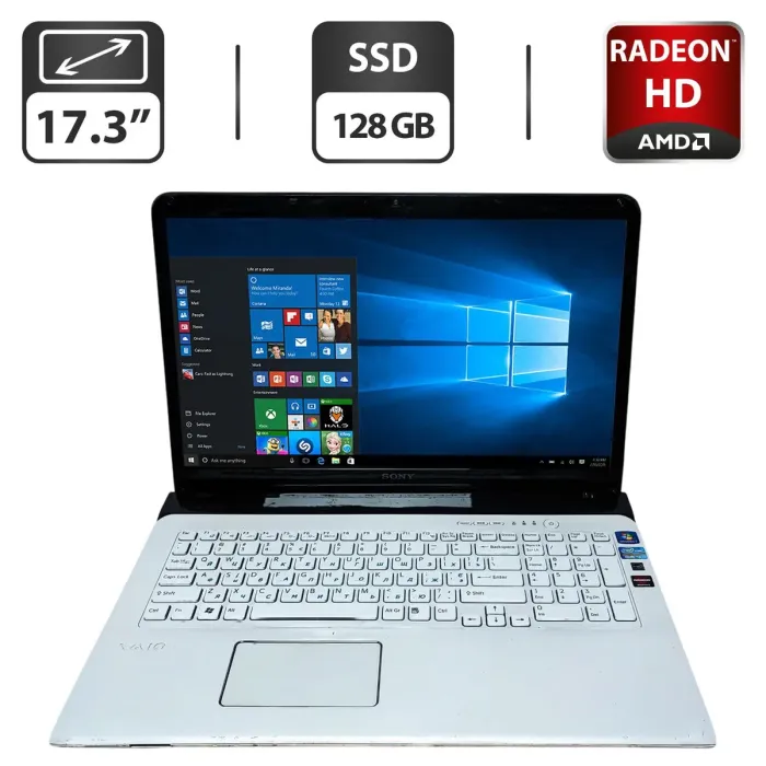 Ноутбук Б-клас Sony SVE171A11M / 17.3" (1600x900) TN / Intel Core i3-2370M (2 (4) ядра по 2.4 GHz) / 8 GB DDR3 / 128 GB SSD / AMD Radeon HD 7610M, 1 GB GDDR3, 128-bit / WebCam / DVD-ROM б/в - зображення 1