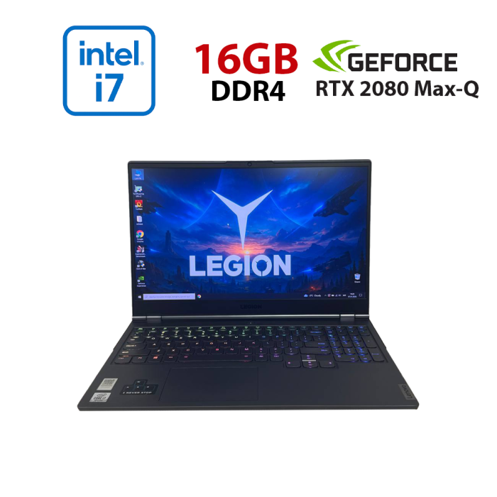 Ігровий ноутбук Lenovo Legion 7 15IMHg05 / 15.6" (1920x1080) IPS / Intel Core i7-10875H (8 (16) ядер по 2,3 - 5,1 ГГц) / 16 ГБ DDR4 / 512 ГБ SSD / nVidia GeForce RTX 2080 Super Max-Q, 8 ГБ GDDR6, 256-біт / WebCam б/в - изображение 1