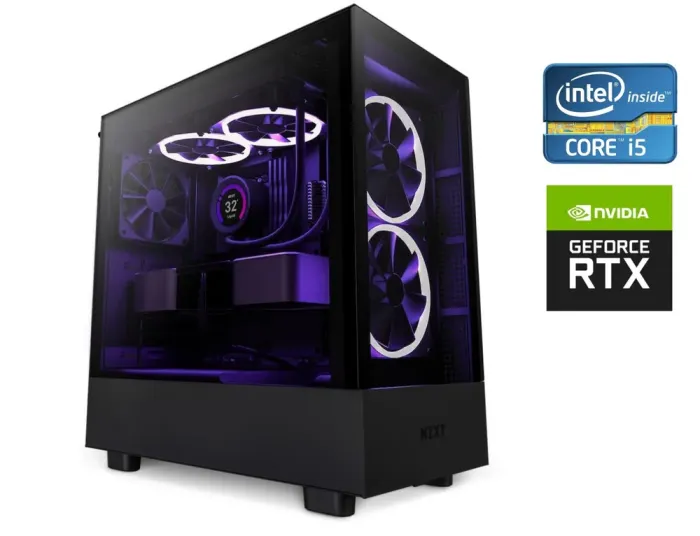 Ігровий ПК NZXT H5 Elite Black Tower / Intel Core i5-13600KF (14 (20) ядер по 2.6 - 5.1 GHz) / 32 GB DDR5 / 2000 GB SSD / nVidia GeForce RTX 4070, 12 GB GDDR6X, 192-bit / 850W - зображення 1
