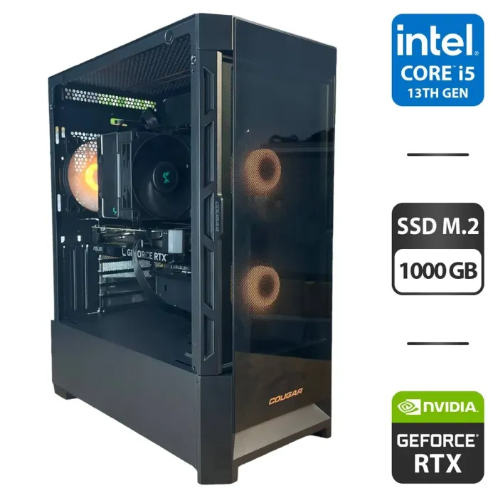 Збірка під замовлення: ігровий Cougar Duoface RGB Tower / Intel Core i5-13400 (10 (16) ядер по 2.5 - 4.6 GHz) / 16 GB DDR5 / 1000 GB SSD M.2 / nVidia GeForce RTX 4060, 8 GB GDDR6, 128-bit / HDMI / 650W - зображення 1