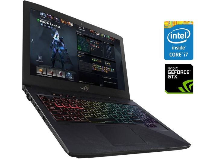 Ігровий ноутбук Б-клас Asus ROG Strix GL503VM-BI7N13 / 15.6" (1920x1080) IPS / Intel Core i7-7700HQ (4 (8) ядра по 2.8 - 3.8 GHz) / 16 GB DDR4 / 240 GB SSD + 1000 GB HDD / nVidia GeForce GTX 1060, 3 GB GDDR5, 192-bit / WebCam б/в - зображення 1