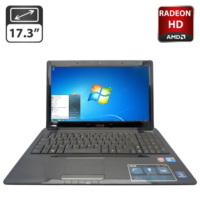 Ноутбук Asus A52J / 17.3" (1600x900) TN / Intel Core i3-350M (2 (4) ядра по 2.2 GHz) / 6 GB DDR3 / 500 GB HDD / AMD Radeon HD 5470M, 1 GB GDDR3, 64-bit / WebCam / DVD-ROM б/в - зображення 1
