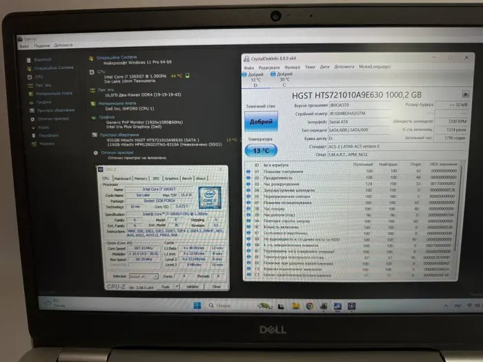 Ноутбук Dell Inspiron 5593 / 15.6" (1920x1080) IPS / Intel Core i7-1065G7 (4 (8) ядер по 1.3-3.9GHz / 16 GB DDR4 / 128 GB SSD + 1000 GB HDD / Intel Iris Plus Graphics / WebCam / Windows 11 Pro б/в - зображення 7