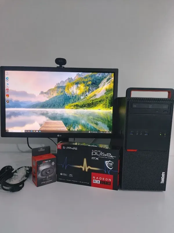 Комплект: Lenovo ThinkCentre M800 Tower / Intel Core i5-6500 (4 ядра по 3.2 - 3.6 GHz) / 16 GB DDR4 / 512 GB SSD + 500 GB HDD / AMD Radeon RX 570, 4 GB GDDR5, 256-bit / DVD-ROM + Монітор LG 24MB37PM-B / 24" (1920x1080) IPS б/в - зображення 2