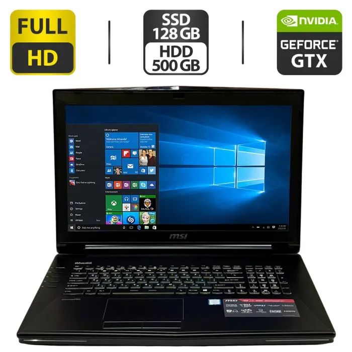Ігровий ноутбук Б-клас MSI GT72-6QD Dominator G / 17.3" (1920x1080) IPS / Intel Core i7-6700HQ (4 (8) ядра по 2.6 - 3.5 GHz) / 16 GB DDR4 / 128 GB SSD + 500 GB HDD / nVidia GeForce GTX 970M, 3 GB GDDR5, 192-bit / WebCam / DVD-ROM / Windows 10 Pro б/в - зображення 1