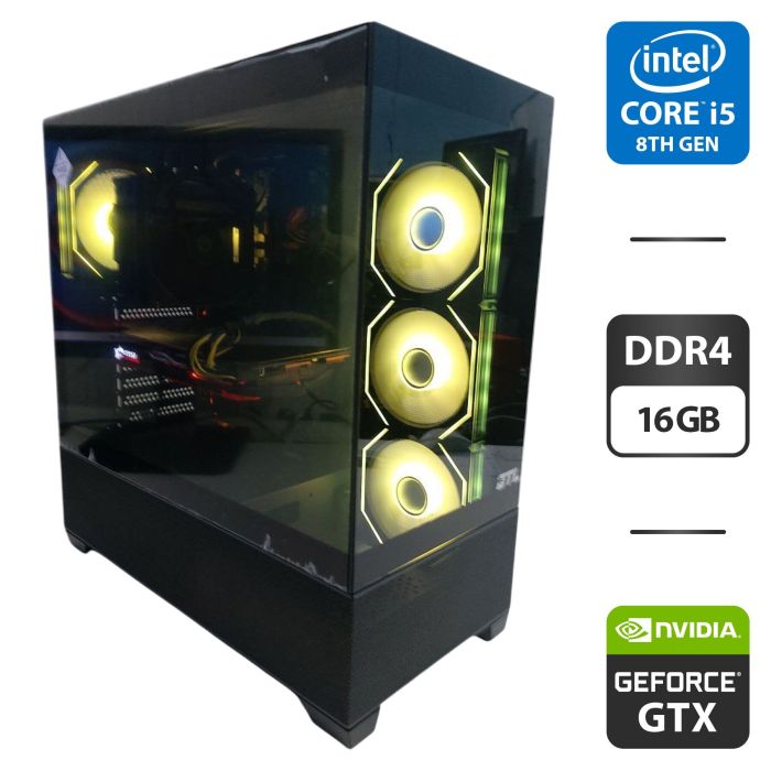 Ігровий ПК GTL Gaming Universe Black Tower / Intel Core i5-8400 (6 ядер по 2,8 - 4,0 ГГц) / 16 ГБ DDR4 / 256 ГБ SSD + 512 ГБ SSD / nVidia GeForce GTX 1070 Ti, 8 ГБ GDDR5, 256-біт / 650 Вт б/в - зображення 1