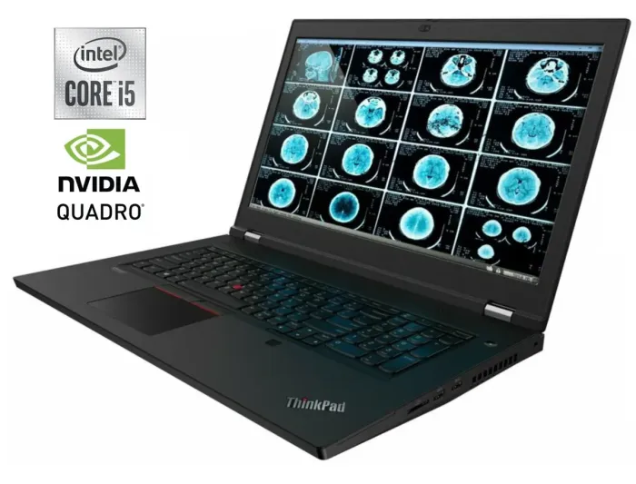 Мобільна робоча станція Lenovo ThinkPad P17 Gen 1 / 17.3" (1920x1080) IPS / Intel Core i5-10400H (4 (8) ядра по 2.6 - 4.6 GHz) / 16 GB DDR4 / 256 GB SSD NVMe / nVidia Quadro T1000, 4 GB DDR5, 128-bit / WebCam б/в - зображення 1