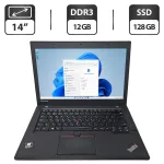 Ноутбук Б-клас Lenovo ThinkPad T450 / 14" (1366x768) TN / Intel Core i5-5300U (2 (4) ядра по 2.3 - 2.9 GHz) / 12 GB DDR3 / 128 GB SSD / Intel HD Graphics 5500 / WebCam б/в