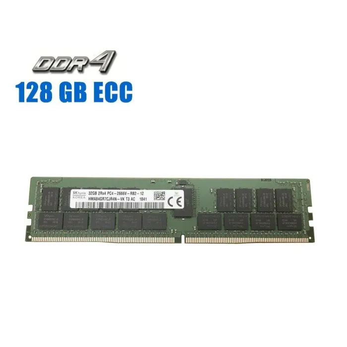 Комплект: Серверна оперативна пам'ять Hynix Supermicro / 128 GB (4x32 GB) / 2Rx4 PC4-2666V / DDR4 ECC / 2666 MHz б/в - зображення 1