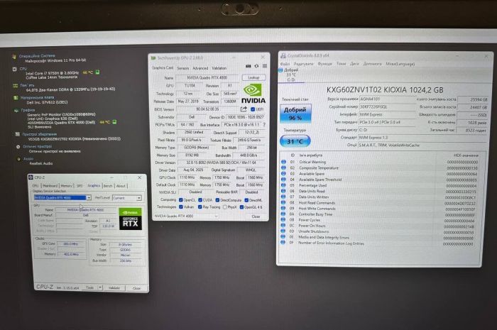 Мобільна робоча станція Dell Precision 7740 / 17,3" (1920x1080) IPS / Intel Core i7-9750H (6 (12) ядер по 2,6 - 4,5 ГГц) / 64 ГБ DDR4 / 1000 ГБ SSD / nVidia Quadro RTX 4000, 8 ГБ GDDR6, 256-біт / HDMI / WebCam б/в - зображення 6
