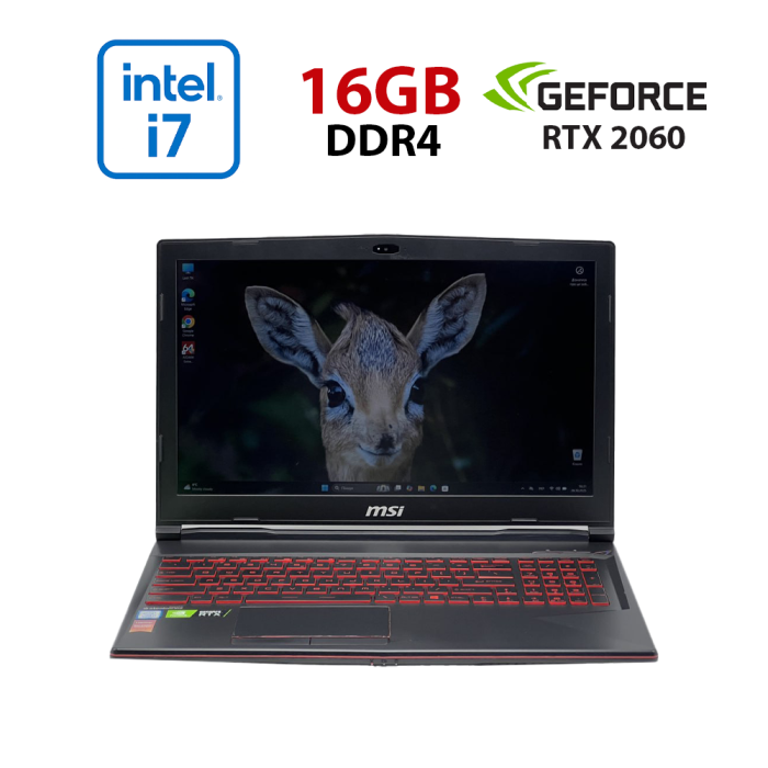 Ігровий ноутбук MSI GL63 8SE-054US / 15,6" (1920x1080) IPS / Intel Core i7-8750H (6 (12) ядер по 2,2 - 4,1 ГГц) / 16 ГБ DDR4 / 480 ГБ SSD / nVidia GeForce RTX 2060, 6 ГБ GDDR6, 192-біт / Веб-камера б/в - зображення 1