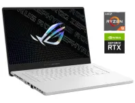 Ігровий ультрабук Б-клас Asus ROG Zephyrus G15 GA503QS White / 15.6" (2560x1440) IPS / AMD Ryzen 9 5900HS (8 (16) ядер по 3.0 - 4.6 GHz) / 32 GB DDR4 / 512 GB SSD NVMe / nVidia GeForce RTX 3080, 8 GB GDDR6, 256-bit б/в
