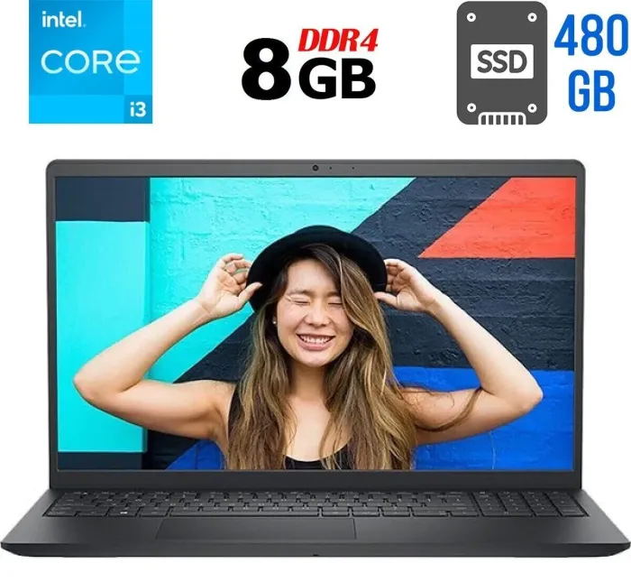 Ноутбук Б-клас Dell Inspiron 15 3511 / 15.6" (1920x1080) IPS / Intel Core i3-1115G4 (2 (4) ядра по 3.0 - 4.1 GHz) / 8 GB DDR4 / 480 GB SSD / Intel UHD Graphics / WebCam / Windows 10 б/в - зображення 1