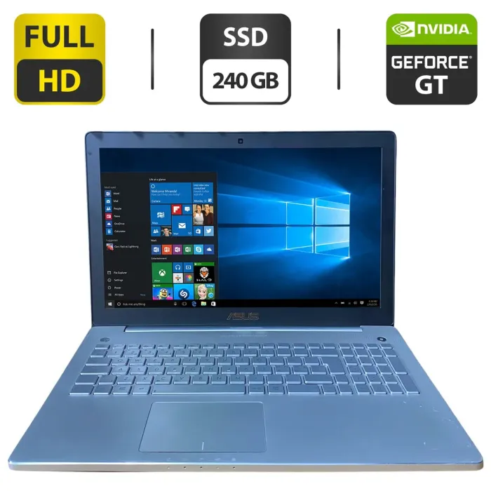 Ноутбук Asus N550J / 15.6" (1920x1080) TN / Intel Core i7-4700HQ (4 (8) ядра по 2.4 - 3.4 GHz) / 16 GB DDR3 / 240 GB SSD / nVidia GeForce GT 750M, 2 GB GDDR5, 128-bit / WebCam / HDMI б/в - зображення 1