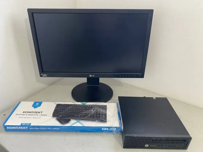 Комплект ПК: неттоп HP EliteDesk 800 G1 USFF / Intel Core i5-4690S (4 ядра по 3.2 - 3.9 GHz) / 8 GB DDR3 / 240 GB SSD / Intel HD Graphics 4600 / DVD-ROM + Монітор LG 23MB35PY-B / 23" (1920x1080) IPS б/в - зображення 3