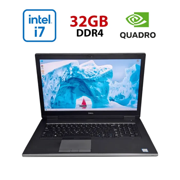 Мобільна робоча станція Dell Precision 7740 / 17,3" (1920x1080) IPS / Intel Core i7-9750H (6 (12) ядер по 2,6 - 4,5 ГГц) / 32 ГБ DDR4 / 256 ГБ SSD + 256 ГБ SSD / nVidia Quadro RTX 4000, 8 ГБ GDDR6, 256-біт / WebCam б/в - зображення 1
