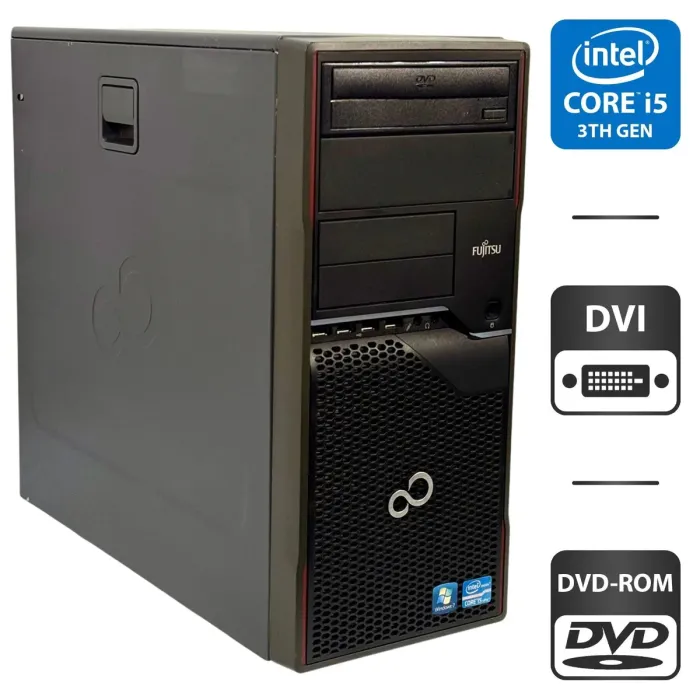 Комп'ютер Fujitsu Celsius W420 Tower / Intel Core i5-3470 (4 ядра по 3,2 - 3,6 ГГц) / 8 ГБ DDR3 / 500 ГБ HDD / Intel HD Graphics 2500 / DVD-ROM б/в - зображення 1