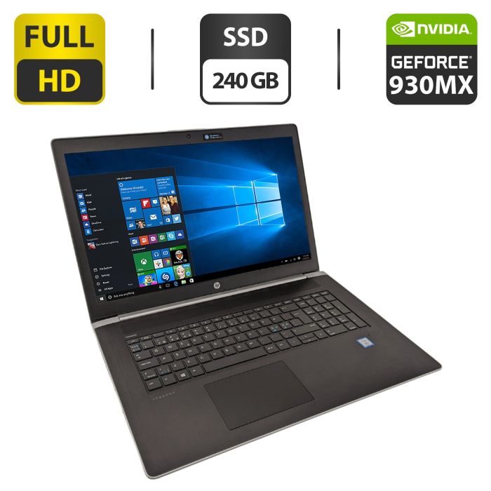 Ноутбук HP ProBook 470 G5 / 17.3" (1920x1080) IPS / Intel Core i5-8250U (4 (8) ядра по 1.6 - 3.4 GHz) / 16 GB DDR4 / 240 GB SSD / nVidia GeForce 930MX, 2 GB GDDR3, 64-bit / WebCam б/в - зображення 1