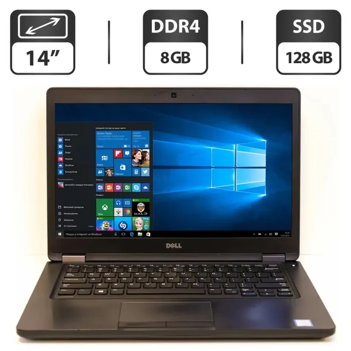 Ультрабук Б-класс Dell Latitude 5480 / 14" TN / Intel Core i5-7200U (2(4) ядра по 2.5-3.1 GHz) / 8GB DDR4 / 128GB SSD / HD Graphics 620 / WebCam / VGA б/в - зображення 1
