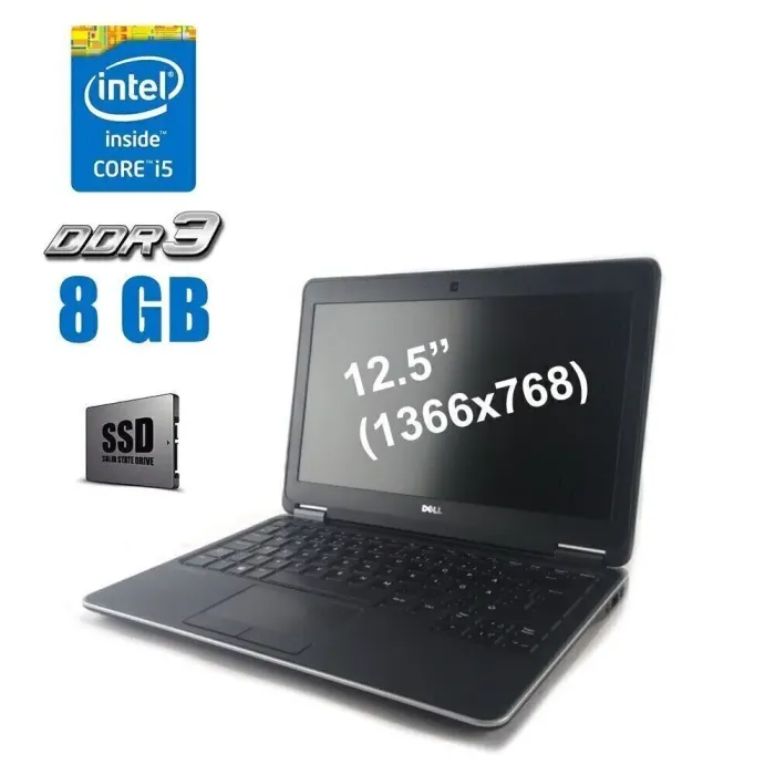 Нетбук Dell Latitude E7240 / 12.5" (1366x768) TN / Intel Core i5-4310U (2 (4) ядра по 2.0 - 3.0 GHz) / 8 GB DDR3 / 180 GB SSD / Intel HD Graphics 4400 / WebCam б/в - зображення 1