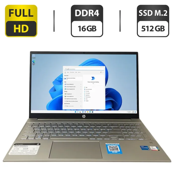 Ультрабук HP Pavilion 15-eg0050wm / 15.6" (1920x1080) IPS Touch / Intel Core i5-1135G7 (4 (8) ядра по 4.2 GHz) / 16 GB DDR4 / 512 GB SSD M.2 / Intel Iris Xe Graphics / WebCam б/в - зображення 1