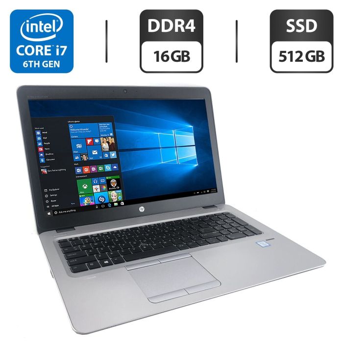 Ноутбук HP EliteBook 850 G3 / 15.6" (1920x1080) TN / Intel Core i7-6600U (2 (4) ядра по 2.6 - 3.4 GHz) / 16 GB DDR4 / 512 GB SSD / Intel HD Graphics 520 / WebCam б/в - зображення 1