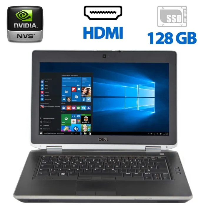 Ноутбук Dell Latitude E6430 / 14" (1366x768) TN / Intel Core i5-3380M (2 (4) ядра по 2.9 - 3.6 GHz) / 4 GB DDR3 / 128 GB SSD / nVidia NVS 5200M, 1 GB GDDR5, 64-bit / WebCam / DVD-ROM / HDMI / Windows 10 Pro б/в - зображення 1